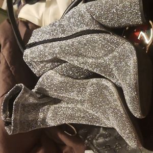 Steve Madden Silver glitter Ankle boots